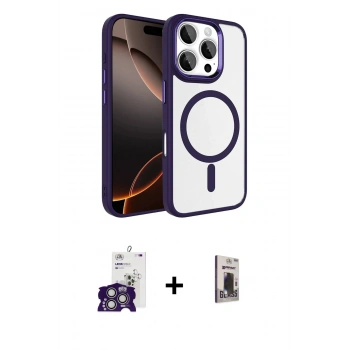 MARSİLYAN™- iPhone 16 Pro Max Kılıf Kıvılcım Prime - Siyah Bilvis Hayalet Cam Ekran Koruyucu + Bilvis Titan Kamera Lens - GS
