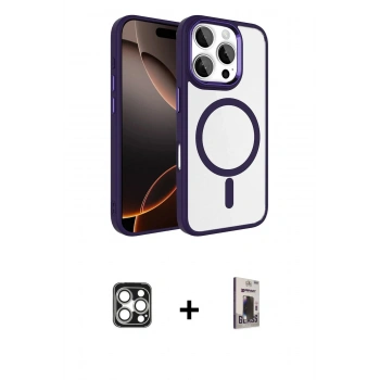 MARSİLYAN™- iPhone 16 Pro Max Kılıf Kıvılcım Prime - Siyah Bilvis Hayalet Cam Ekran Koruyucu + PVD Metal Kamera Lens - GS