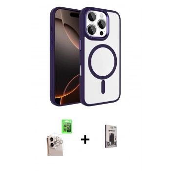 MARSİLYAN™- iPhone 16 Pro Max Kılıf Kıvılcım Prime - Siyah Bilvis Hayalet Cam Ekran Koruyucu + Raze Metal Kamera Lens - NLGY