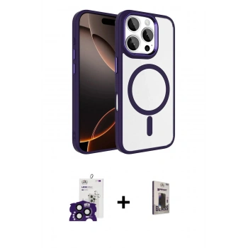 MARSİLYAN™- iPhone 16 Pro Max Kılıf Kıvılcım Prime - Siyah Bilvis Hayalet Cam Ekran Koruyucu + Bilvis Titan Kamera Lens - SH