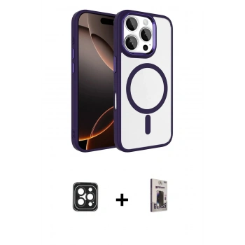 MARSİLYAN™- iPhone 16 Pro Max Kılıf Kıvılcım Prime - Siyah Bilvis Hayalet Cam Ekran Koruyucu + PVD Metal Kamera Lens - SH
