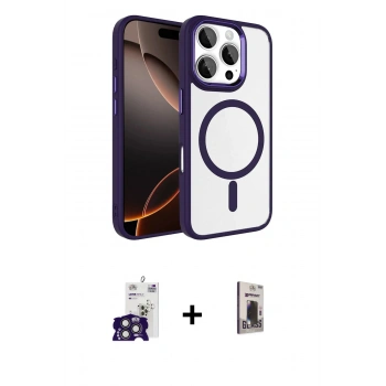 MARSİLYAN™- iPhone 16 Pro Max Kılıf Kıvılcım Prime - Siyah Bilvis Hayalet Cam Ekran Koruyucu + Bilvis Titan Kamera Lens - TMGI