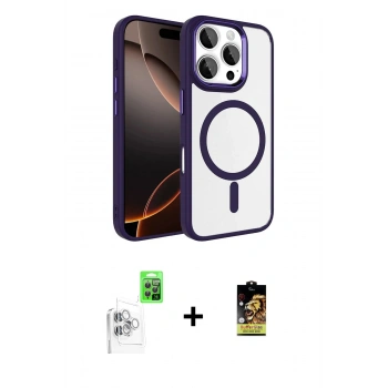 MARSİLYAN™- iPhone 16 Pro Max Kılıf Kıvılcım Prime - Siyah Buffer Cam Ekran Koruyucu + Raze Metal Kamera Lens - BZ