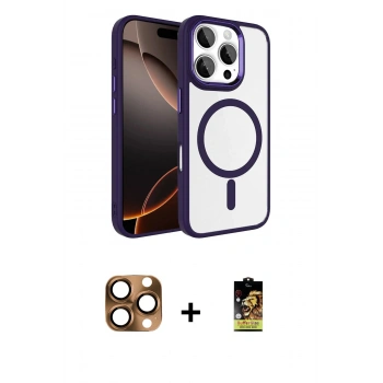 MARSİLYAN™- iPhone 16 Pro Max Kılıf Kıvılcım Prime - Siyah Buffer Cam Ekran Koruyucu + Pers Alüminyum Kamera Lens - CLTM