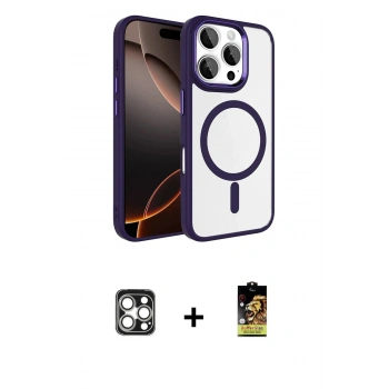 MARSİLYAN™- iPhone 16 Pro Max Kılıf Kıvılcım Prime - Siyah Buffer Cam Ekran Koruyucu + PVD Metal Kamera Lens - GS