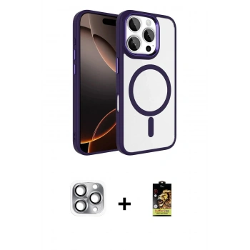 MARSİLYAN™- iPhone 16 Pro Max Kılıf Kıvılcım Prime - Siyah Buffer Cam Ekran Koruyucu + Pers Alüminyum Kamera Lens - GI