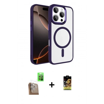 MARSİLYAN™- iPhone 16 Pro Max Kılıf Kıvılcım Prime - Siyah Buffer Cam Ekran Koruyucu + Raze Metal Kamera Lens - CLTM