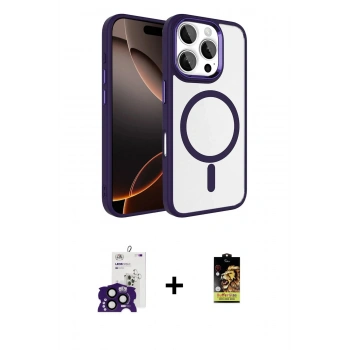 MARSİLYAN™- iPhone 16 Pro Max Kılıf Kıvılcım Prime - Siyah Buffer Cam Ekran Koruyucu + Bilvis Titan Kamera Lens - SH