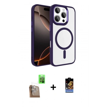 MARSİLYAN™- iPhone 16 Pro Max Kılıf Kıvılcım Prime - Siyah Buffer Hayalet Cam Ekran Koruyucu + Raze Metal Kamera Lens - CLTM