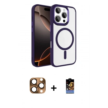 MARSİLYAN™- iPhone 16 Pro Max Kılıf Kıvılcım Prime - Siyah Buffer Hayalet Cam Ekran Koruyucu + Pers Alüminyum Kamera Lens - CLTM