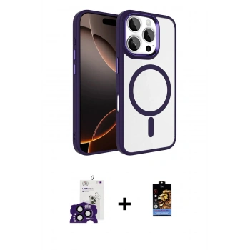 MARSİLYAN™- iPhone 16 Pro Max Kılıf Kıvılcım Prime - Siyah Buffer Hayalet Cam Ekran Koruyucu + Bilvis Titan Kamera Lens - SH
