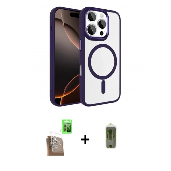 MARSİLYAN™- iPhone 16 Pro Max Kılıf Kıvılcım Prime - Siyah Joko Magic 5D Hayalet Cam + Raze Metal Kamera Lens - CLTM