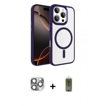 MARSİLYAN™- iPhone 16 Pro Max Kılıf Kıvılcım Prime - Siyah Joko Magic 5D Hayalet Cam + Pers Alüminyum Kamera Lens - GI
