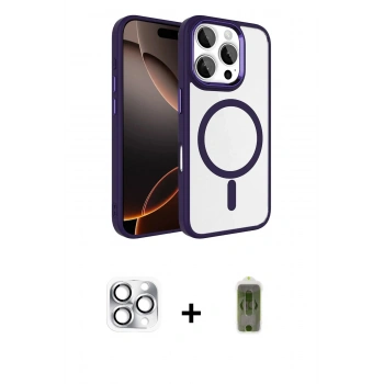 MARSİLYAN™- iPhone 16 Pro Max Kılıf Kıvılcım Prime - Siyah Joko Magic 5D Hayalet Cam + Pers Alüminyum Kamera Lens - GS