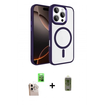 MARSİLYAN™- iPhone 16 Pro Max Kılıf Kıvılcım Prime - Siyah Joko Magic 5D Hayalet Cam + Raze Metal Kamera Lens - NLGY