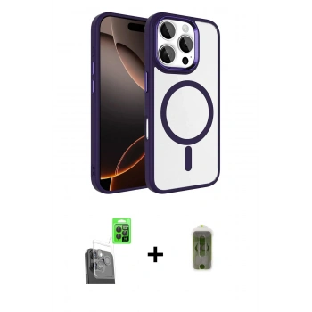 MARSİLYAN™- iPhone 16 Pro Max Kılıf Kıvılcım Prime - Siyah Joko Magic 5D Hayalet Cam + Raze Metal Kamera Lens - SH