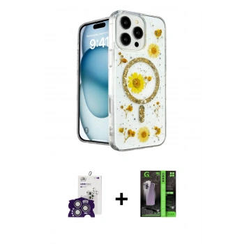 MARSİLYAN™- iPhone 16 Pro Max Kılıf Kozmos Doku - Şeffaf 360 Full Body Arka Koruyucu + Bilvis Titan Kamera Lens - GS