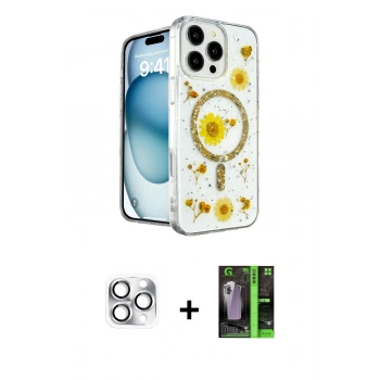 MARSİLYAN™- iPhone 16 Pro Max Kılıf Kozmos Doku - Şeffaf 360 Full Body Arka Koruyucu + Pers Alüminyum Kamera Lens - GS