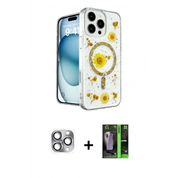 MARSİLYAN™- iPhone 16 Pro Max Kılıf Kozmos Doku - Şeffaf 360 Full Body Arka Koruyucu + Pers Alüminyum Kamera Lens - GI