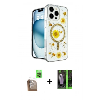 MARSİLYAN™- iPhone 16 Pro Max Kılıf Kozmos Doku - Şeffaf 360 Full Body Arka Koruyucu + Raze Metal Kamera Lens - CLTM