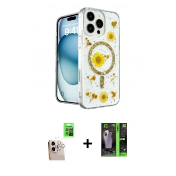 MARSİLYAN™- iPhone 16 Pro Max Kılıf Kozmos Doku - Şeffaf 360 Full Body Arka Koruyucu + Raze Metal Kamera Lens - NLGY