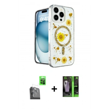 MARSİLYAN™- iPhone 16 Pro Max Kılıf Kozmos Doku - Şeffaf 360 Full Body Arka Koruyucu + Raze Metal Kamera Lens - SH