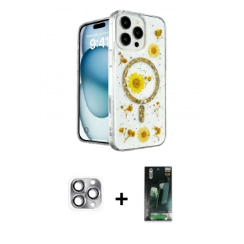 MARSİLYAN™- iPhone 16 Pro Max Kılıf Kozmos Doku - Siyah 360 Mat Full Body Arka Koruyucu + Pers Alüminyum Kamera Lens - GI