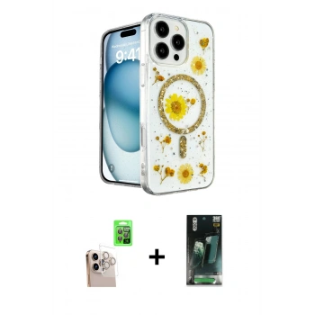 MARSİLYAN™- iPhone 16 Pro Max Kılıf Kozmos Doku - Siyah 360 Mat Full Body Arka Koruyucu + Raze Metal Kamera Lens - NLGY