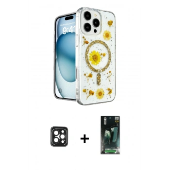 MARSİLYAN™- iPhone 16 Pro Max Kılıf Kozmos Doku - Siyah 360 Mat Full Body Arka Koruyucu + PVD Metal Kamera Lens - SH