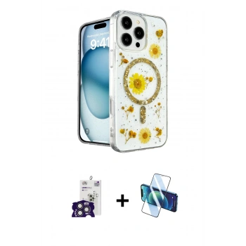 MARSİLYAN™- iPhone 16 Pro Max Kılıf Kozmos Doku - Siyah 3D Antistatik Cam Ekran Koruyucu + Bilvis Titan Kamera Lens - TMGI