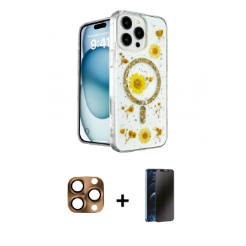 MARSİLYAN™- iPhone 16 Pro Max Kılıf Kozmos Doku - Siyah 3D Antistatik Hayalet Cam Ekran Koruyucu + Pers Alüminyum Kamera Lens - CLTM