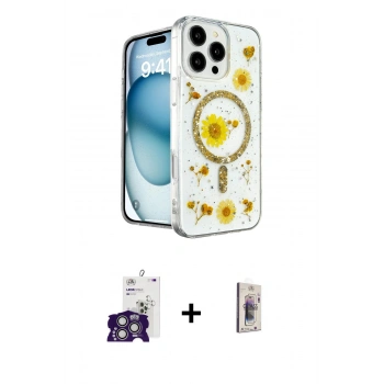 MARSİLYAN™- iPhone 16 Pro Max Kılıf Kozmos Doku - Siyah Bilvis 3D Cam Ekran Koruyucu + Bilvis Titan Kamera Lens - GS