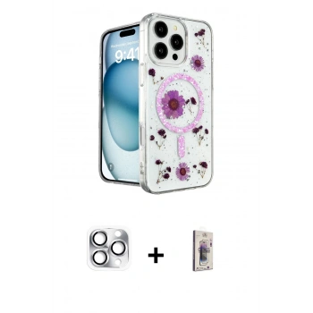 MARSİLYAN™- iPhone 16 Pro Max Kılıf Kozmos Doku - Siyah Bilvis 3D Cam Ekran Koruyucu + Pers Alüminyum Kamera Lens - GS