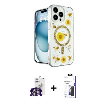 MARSİLYAN™- iPhone 16 Pro Max Kılıf Kozmos Doku - Siyah Bilvis 3X AR Hayalet Cam Ekran Koruyucu + Bilvis Titan Kamera Lens - GS