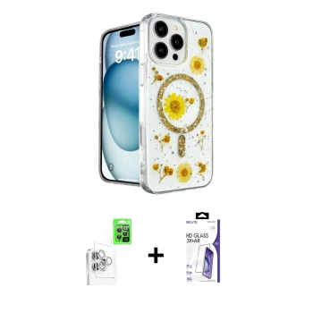 MARSİLYAN™- iPhone 16 Pro Max Kılıf Kozmos Doku - Siyah Bilvis 3X AR HD Cam Ekran Koruyucu + Raze Metal Kamera Lens - BZ