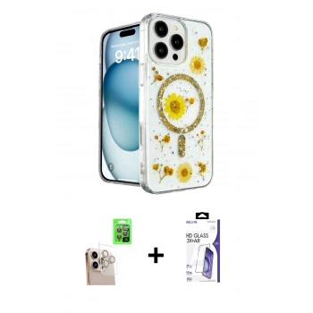 MARSİLYAN™- iPhone 16 Pro Max Kılıf Kozmos Doku - Siyah Bilvis 3X AR HD Cam Ekran Koruyucu + Raze Metal Kamera Lens - NLGY