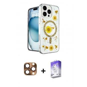 MARSİLYAN™- iPhone 16 Pro Max Kılıf Kozmos Doku - Siyah Bilvis 5in1 3D Magic Cam Ekran Koruyucu + Pers Alüminyum Kamera Lens - CLTM