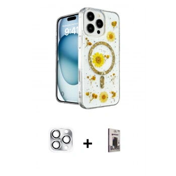 MARSİLYAN™- iPhone 16 Pro Max Kılıf Kozmos Doku - Siyah Bilvis Hayalet Cam Ekran Koruyucu + Pers Alüminyum Kamera Lens - GS