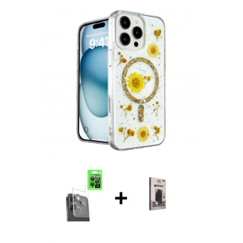 MARSİLYAN™- iPhone 16 Pro Max Kılıf Kozmos Doku - Siyah Bilvis Hayalet Cam Ekran Koruyucu + Raze Metal Kamera Lens - SH