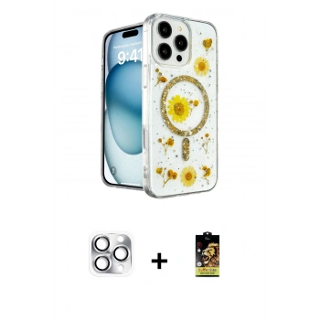 MARSİLYAN™- iPhone 16 Pro Max Kılıf Kozmos Doku - Siyah Buffer Cam Ekran Koruyucu + Pers Alüminyum Kamera Lens - GS