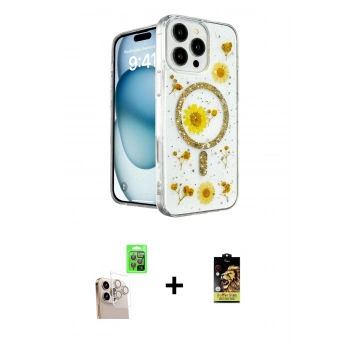 MARSİLYAN™- iPhone 16 Pro Max Kılıf Kozmos Doku - Siyah Buffer Cam Ekran Koruyucu + Raze Metal Kamera Lens - NLGY
