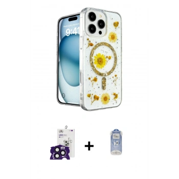 MARSİLYAN™- iPhone 16 Pro Max Kılıf Kozmos Doku - Siyah Joko Magic 5D Cam + Bilvis Titan Kamera Lens - SH