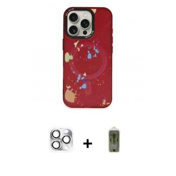 MARSİLYAN™- iPhone 16 Pro Max Kılıf Kozmos Doku - Siyah Joko Magic 5D Hayalet Cam + Pers Alüminyum Kamera Lens - GS