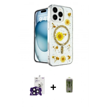 MARSİLYAN™- iPhone 16 Pro Max Kılıf Kozmos Doku - Siyah Joko Magic 5D Hayalet Cam + Bilvis Titan Kamera Lens - SH