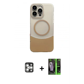 MARSİLYAN™- iPhone 16 Pro Max Kılıf Kozmos Form Özel Seri - Şeffaf 360 Full Body Arka Koruyucu + PVD Metal Kamera Lens - GS