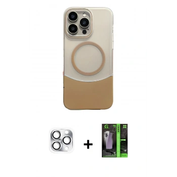 MARSİLYAN™- iPhone 16 Pro Max Kılıf Kozmos Form Özel Seri - Şeffaf 360 Full Body Arka Koruyucu + Pers Alüminyum Kamera Lens - GS