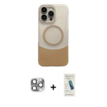 MARSİLYAN™- iPhone 16 Pro Max Kılıf Kozmos Form Özel Seri - Şeffaf Pasifik Cam Ekran Koruyucu + Pers Alüminyum Kamera Lens - GI