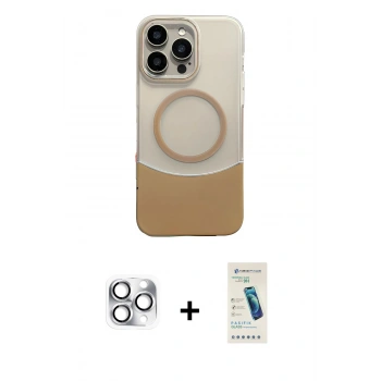 MARSİLYAN™- iPhone 16 Pro Max Kılıf Kozmos Form Özel Seri - Şeffaf Pasifik Cam Ekran Koruyucu + Pers Alüminyum Kamera Lens - GS