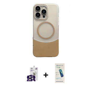 MARSİLYAN™- iPhone 16 Pro Max Kılıf Kozmos Form Özel Seri - Şeffaf Pasifik Cam Ekran Koruyucu + Bilvis Titan Kamera Lens - TMGI