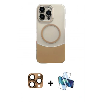 MARSİLYAN™- iPhone 16 Pro Max Kılıf Kozmos Form Özel Seri - Siyah 3D Antistatik Cam Ekran Koruyucu + Pers Alüminyum Kamera Lens - CLTM